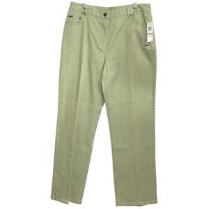 Charter Club Womens Pants Laura Fit Straight Leg Contoured Waist Green 12 NWT